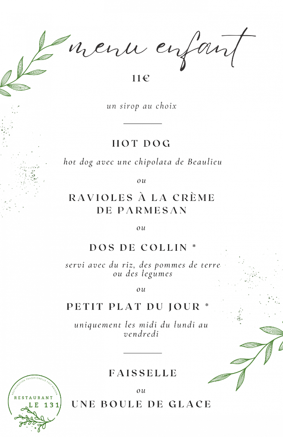 Menu enfant