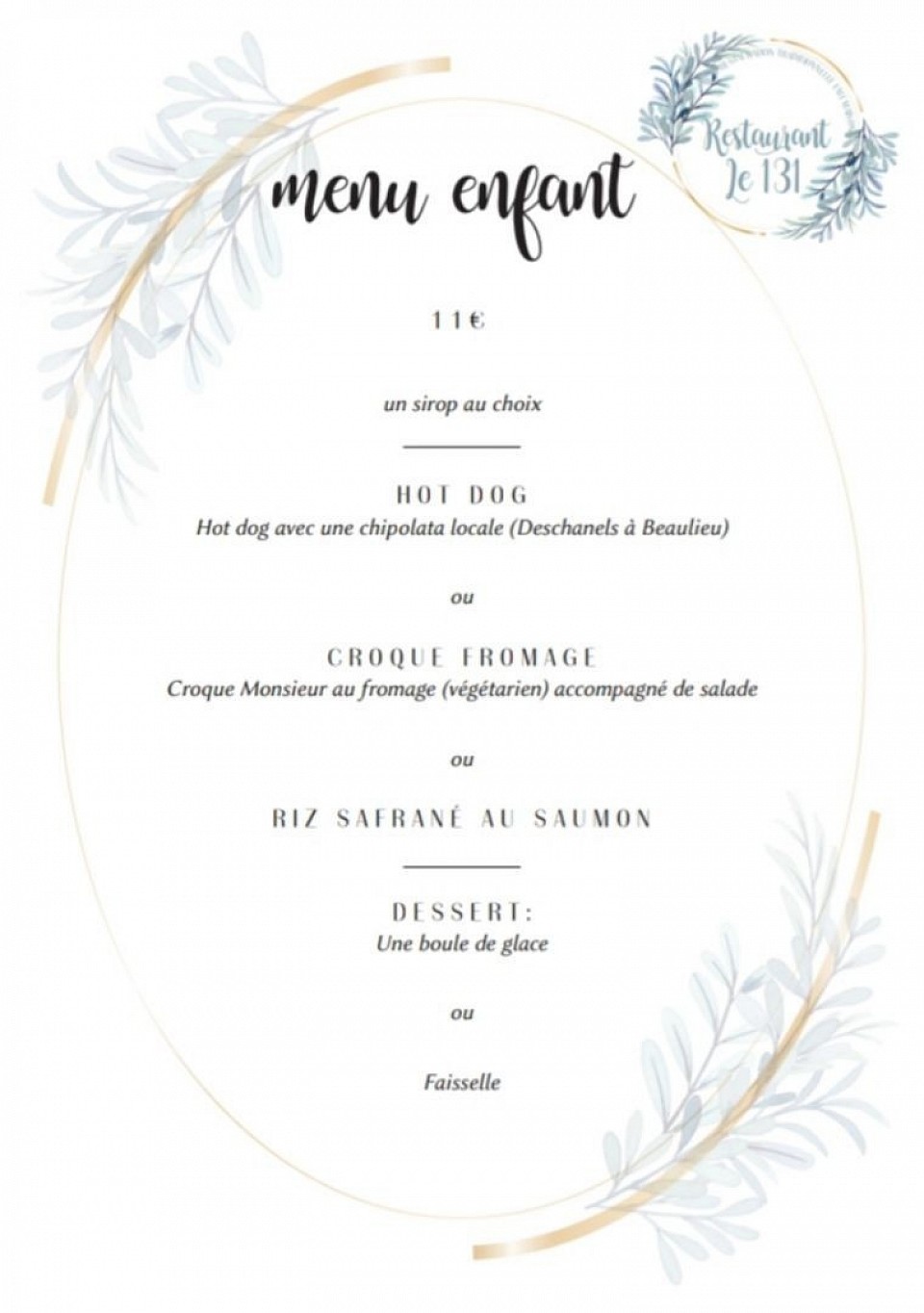 Menu enfant